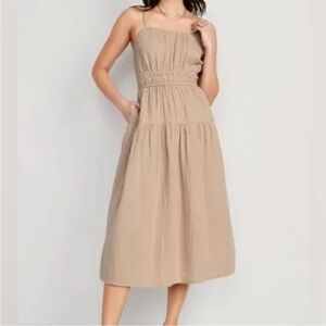 Old Navy Tan Gauze Spaghetti Strap Sundress